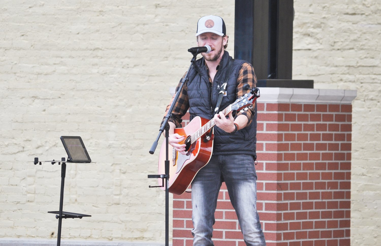 Southern Christian rock artist Jerod Bolt performs during the Crawfordsville Farmers' Market Saturday at Pike Place. The concert was part of the market's 2020 Harvest Party.